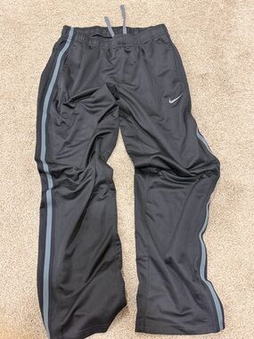 Men’s Nike Black Track Pants with Gray Side Stripes